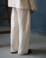 Pleated Workwear Pants Slub Cotton - 'Work Blues'