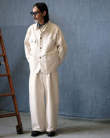 Pleated Workwear Pants Slub Cotton - 'Work Blues'