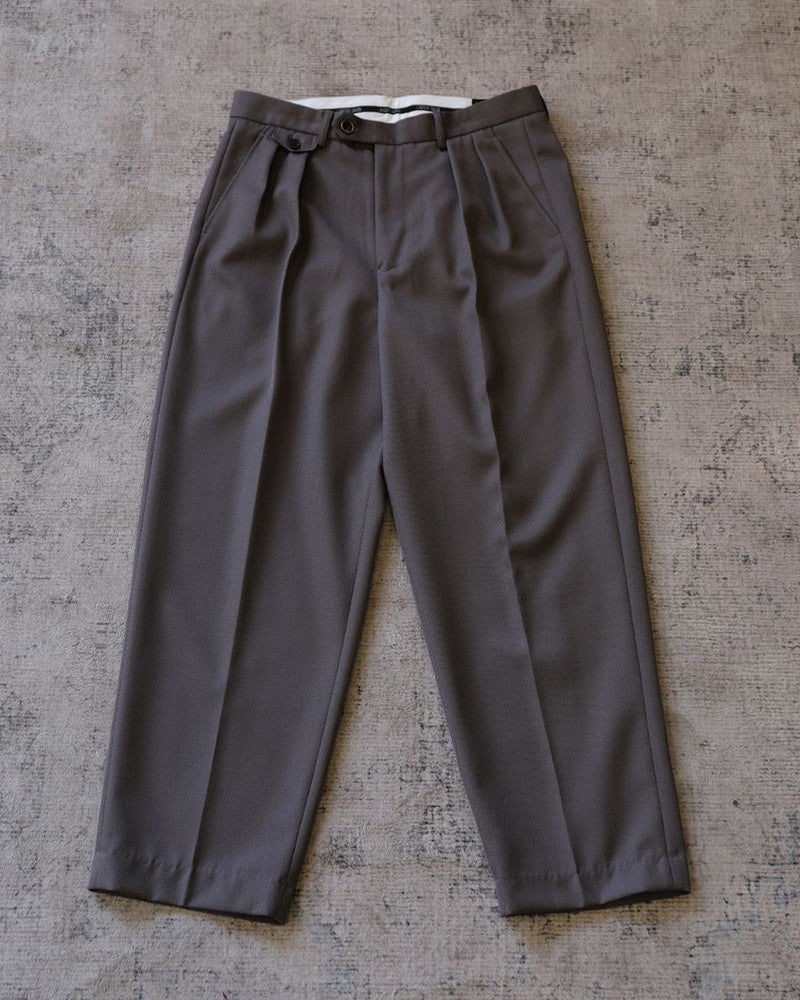 pantalon plissé en laine mélangée peignée