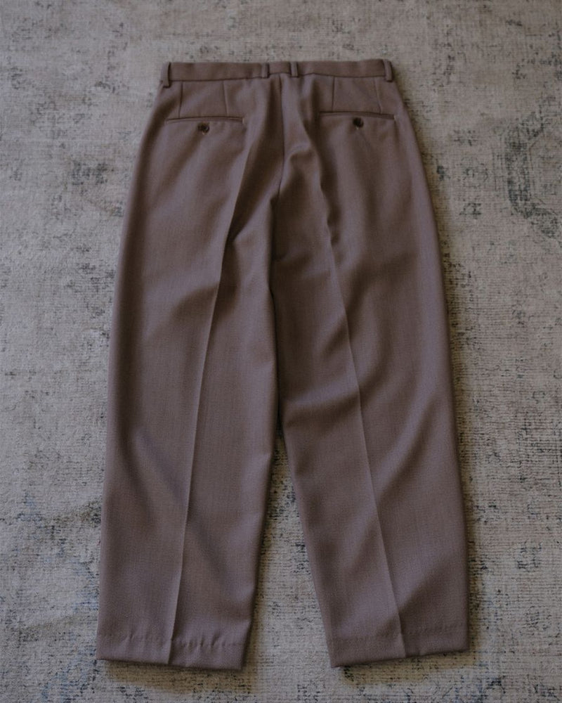 pantalon plissé en laine mélangée peignée