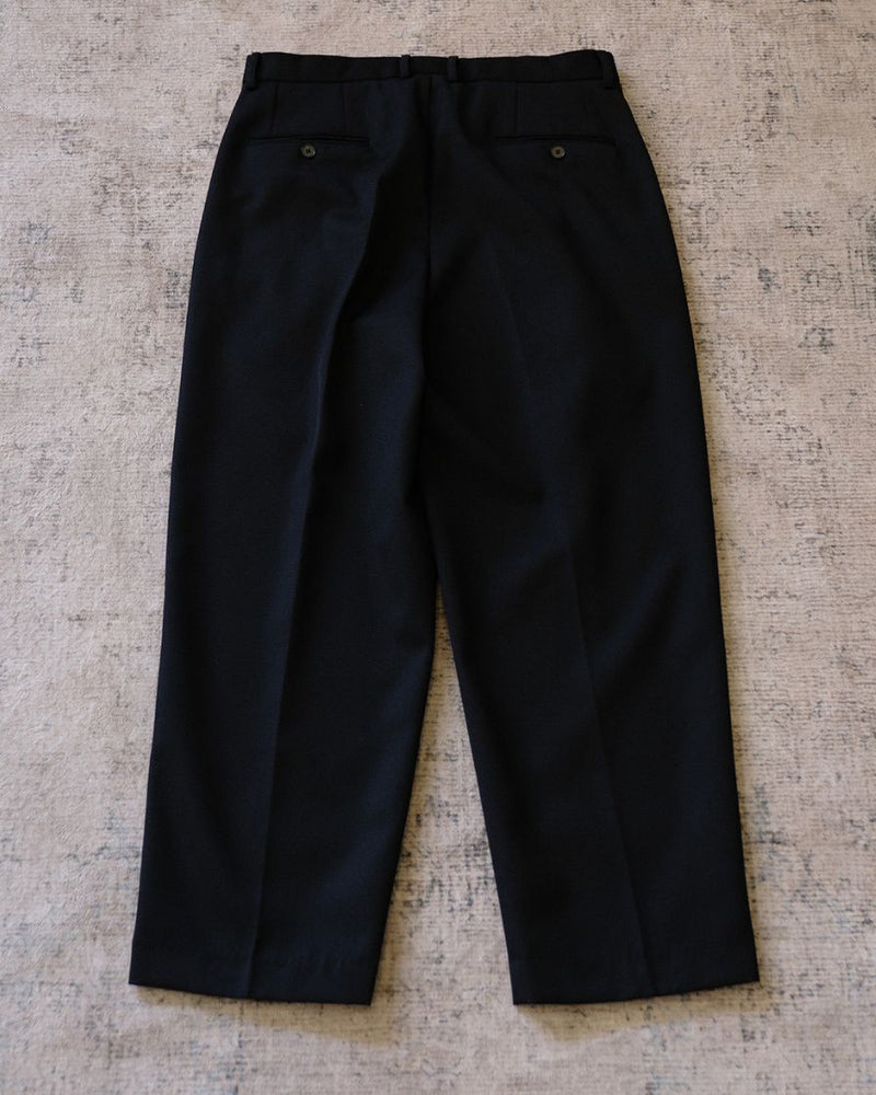 pantalon plissé en laine mélangée peignée