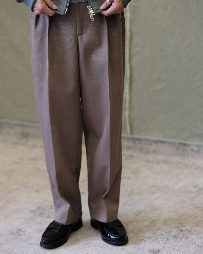 pantalon plissé en laine mélangée peignée