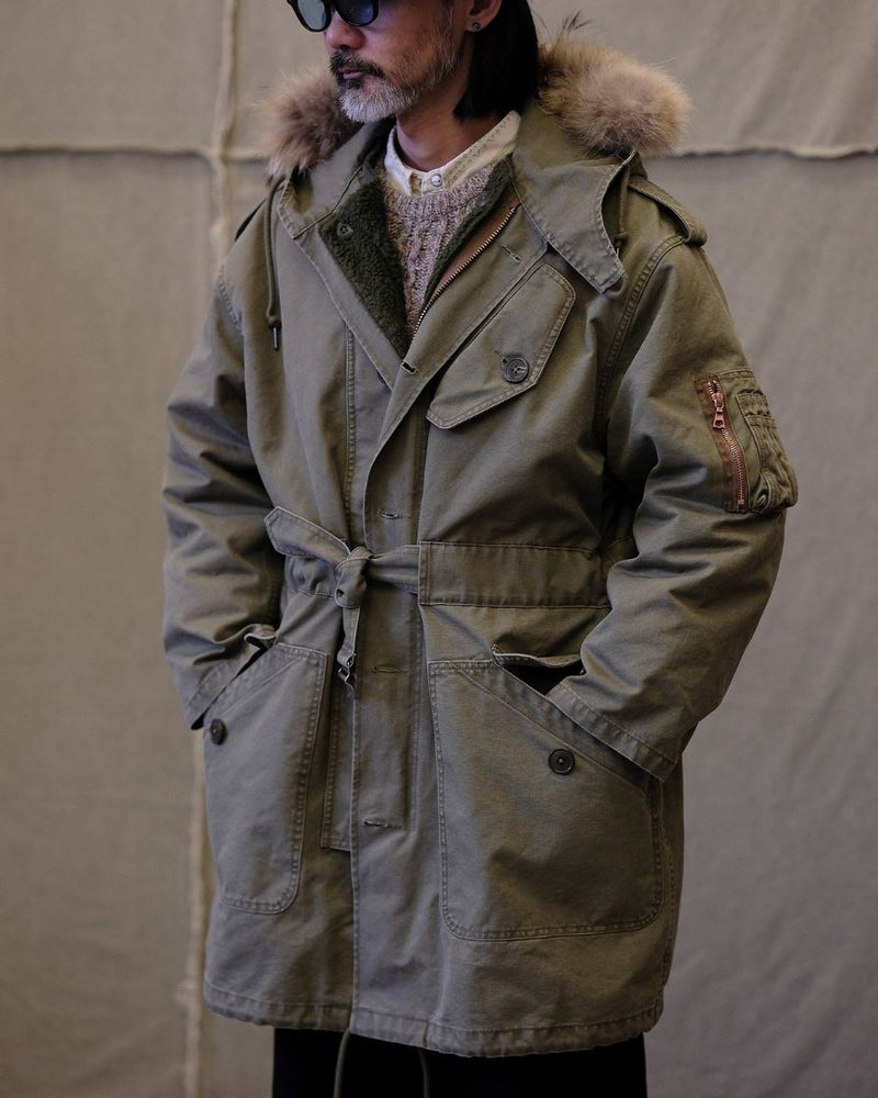 Parka à capuche en fourrure avec doublure polaire