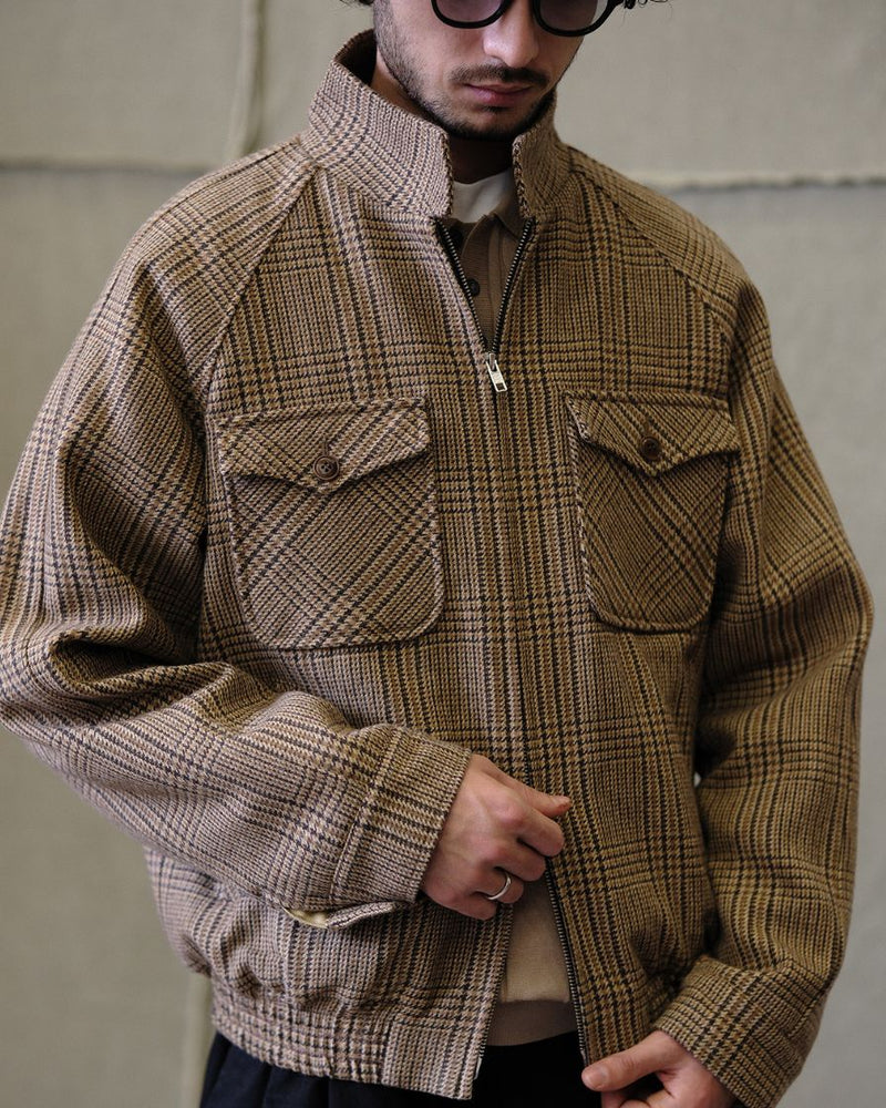 Glen Plaid Tweed Harrington Jacket