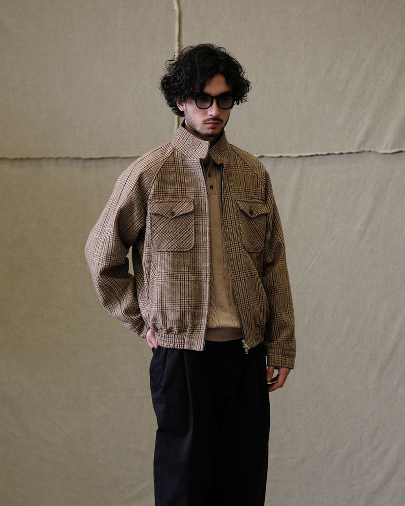 Glen Plaid Tweed Harrington Jacket
