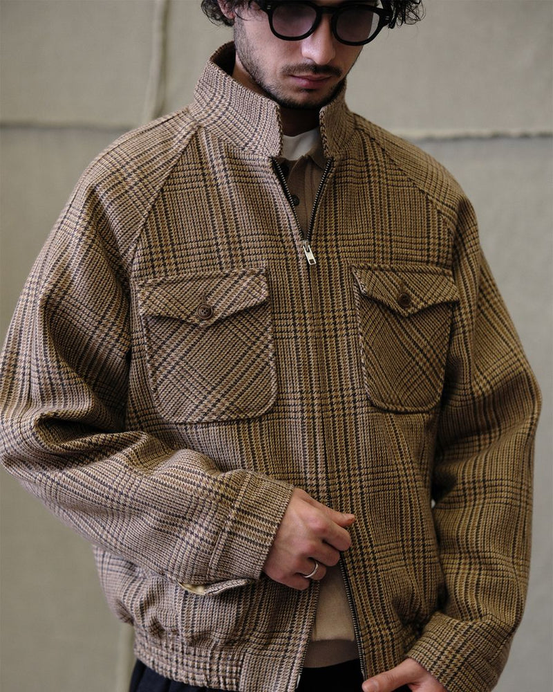 Glen Plaid Tweed Harrington Jacket