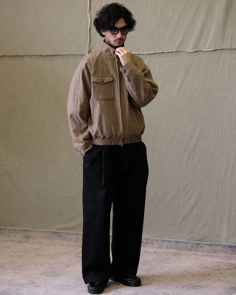 Glen Plaid Tweed Harrington Jacket