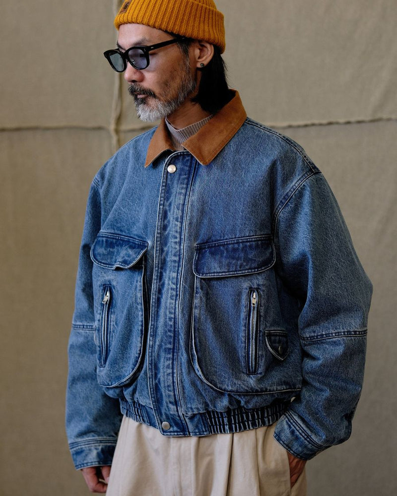 Quilted Denim Bomber Jacket