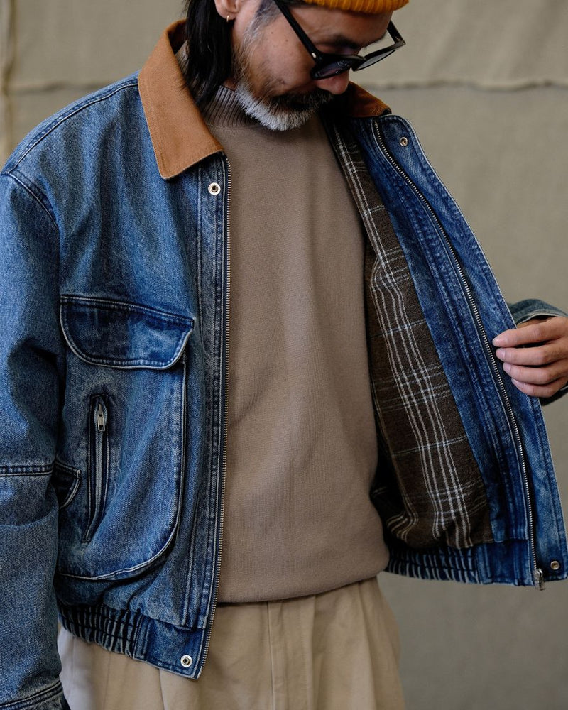 Quilted Denim Bomber Jacket