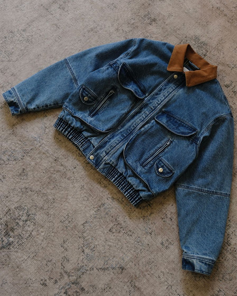 Quilted Denim Bomber Jacket