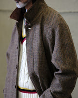 Wool Houndstooth Balmacaan Coat