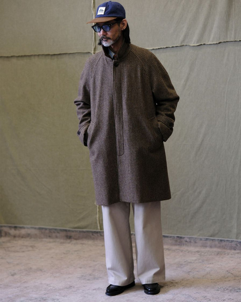 Wool Houndstooth Balmacaan Coat