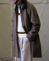 Wool Houndstooth Balmacaan Coat