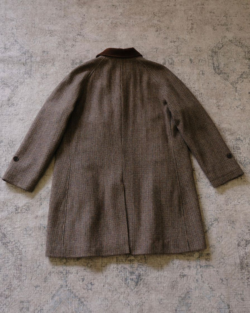 Wool Houndstooth Balmacaan Coat