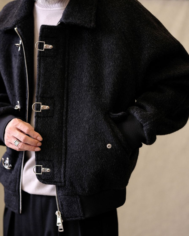 Wool bomber jacket fireman clasp