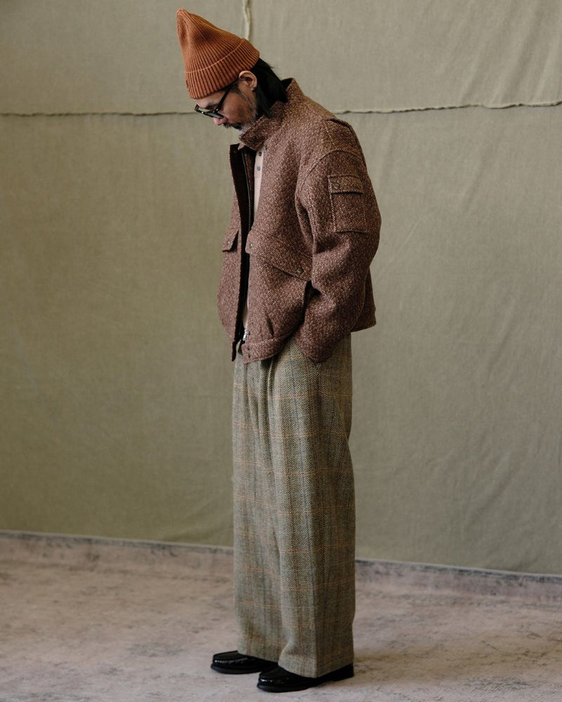 blouson aviateur en laine à chevrons