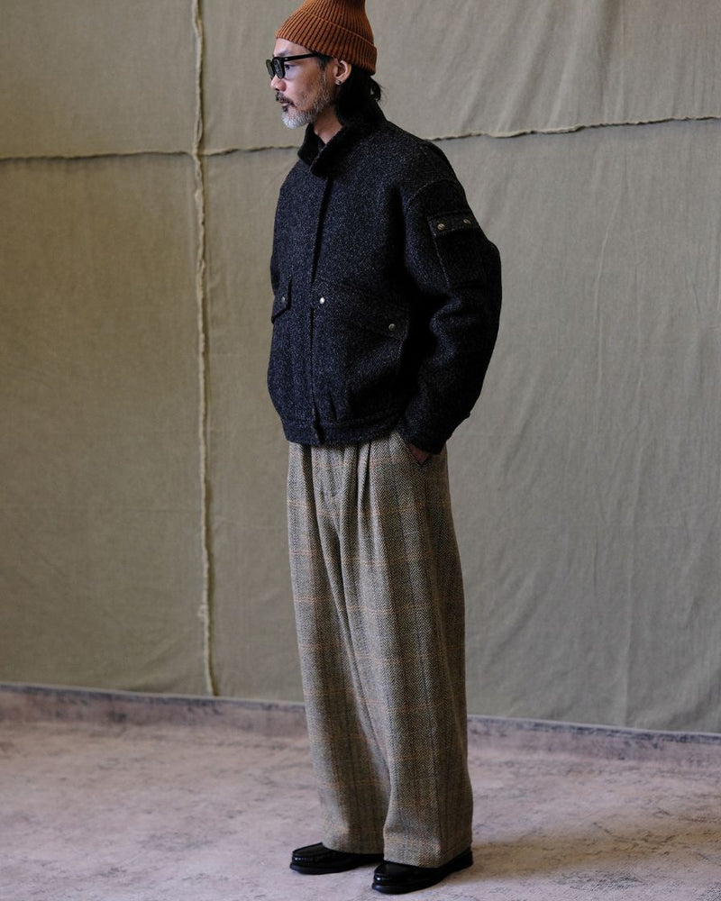 blouson aviateur en laine à chevrons