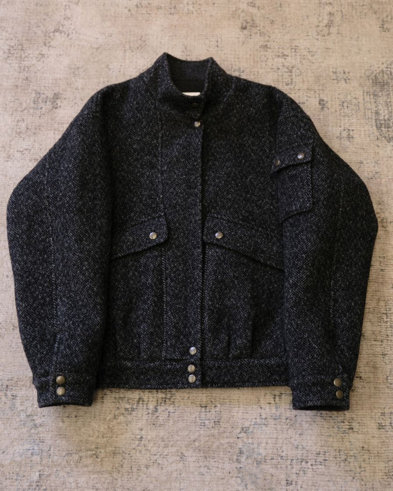 blouson aviateur en laine à chevrons