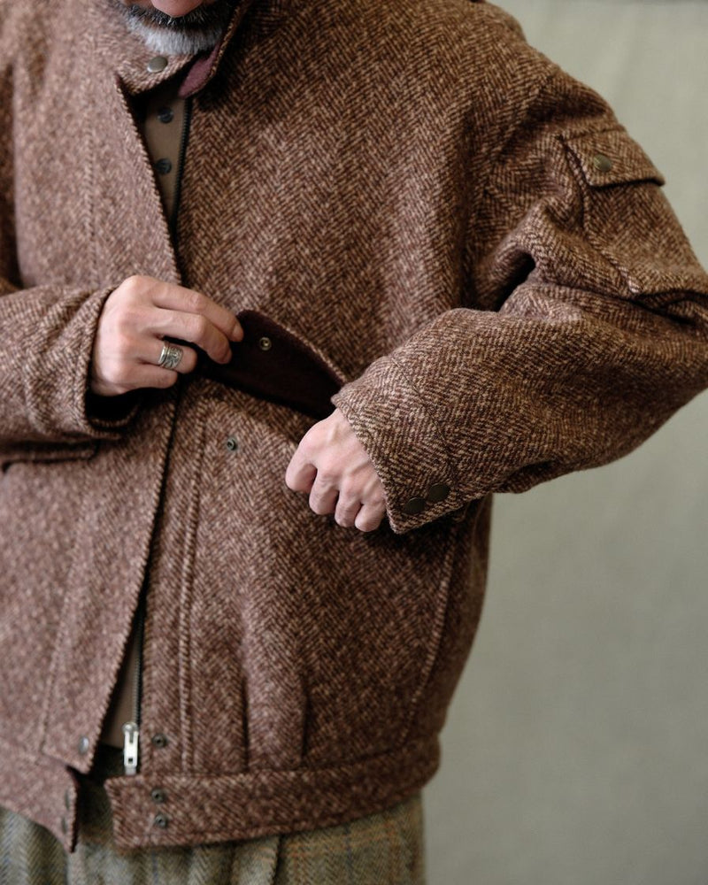 blouson aviateur en laine à chevrons