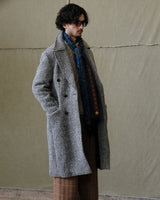 Double Breasted Chevron Tweed Polo Coat