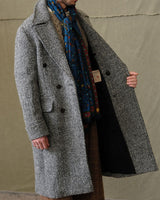 Double Breasted Chevron Tweed Polo Coat