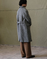 Double Breasted Chevron Tweed Polo Coat