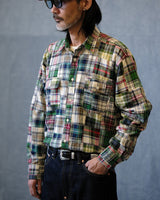 Chemise à carreaux patchwork preppy des années 60