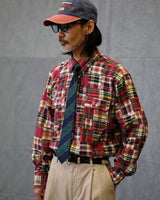 Chemise à carreaux patchwork preppy des années 60