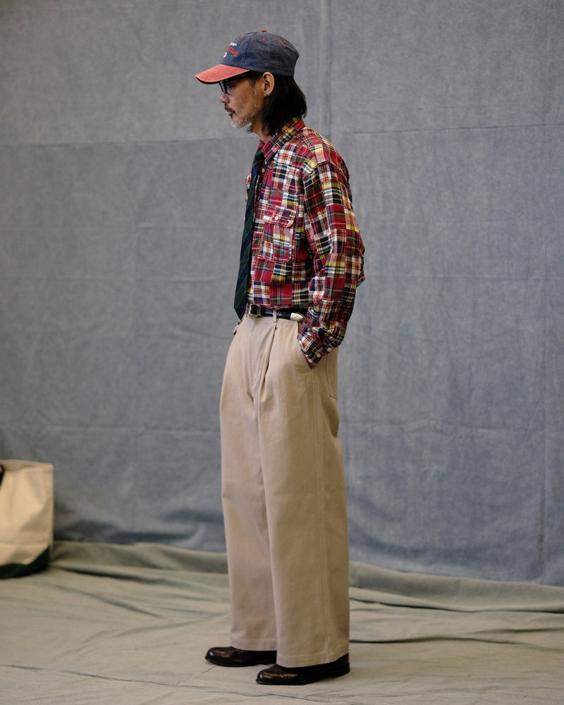 Chemise à carreaux patchwork preppy des années 60