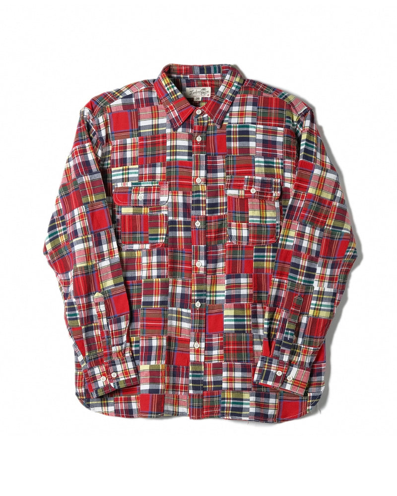 Chemise à carreaux patchwork preppy des années 60