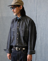 Chemise de travail en denim et coton flammé