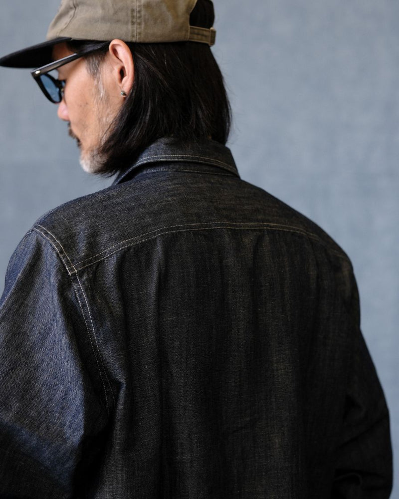 Chemise de travail en denim et coton flammé