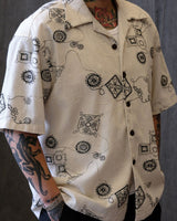 White embroidered Cuban collar shirt – view 2