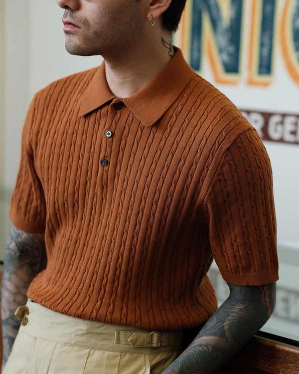 Cable Knitted Polo Shirt