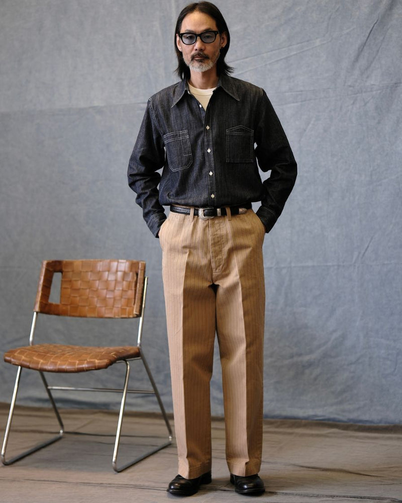 Pinstriped Straight-leg Regular Pants- LabourUnionClothing. | 26SS