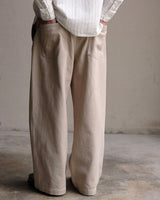 Wide-leg Pleated Twill Trouser