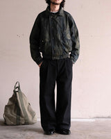 Wide-leg Pleated Twill Trouser