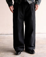 Wide-leg Pleated Twill Trouser