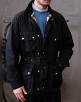 Belted Waxed Cotton Motorcycle Jacket – belted, worn by model