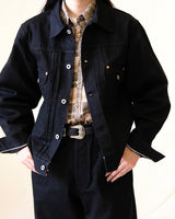 Black Selvedge Type II Denim Jacket in black – worn on model