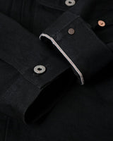 Black Selvedge Type II Denim Jacket in black – close-up of selvedge cuff