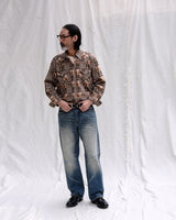 Distressed Redline Selvedge Jeans in vintage wash – full outfit on model