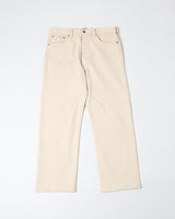 Ecru Slub Selvedge Straight Jeans in ecru – front view, flat lay