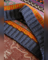 Fair Isle Wool Vest in blue – close-up of ribbed trim