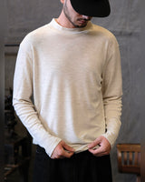 Fine Wool Mock Neck Sweater in oatmeal – worn by model, front