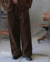 Double-pleated Corduroy Trousers in dark brown – worn by model