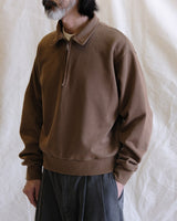 Half-zip Collared Sweatshirt in khaki brown – worn on model