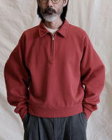 Half-zip Collared Sweatshirt in red – worn on model