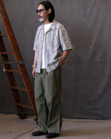 Seersucker check Cuban collar embroidered shirt – view 3
