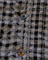 Seersucker check Cuban collar embroidered shirt – view 7